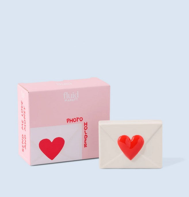 Fotohalter Herz – Keramik Fotoständer mit Liebesbotschaft