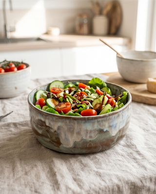 Große handgemachte Keramik-Salatschüssel – Einzelstück