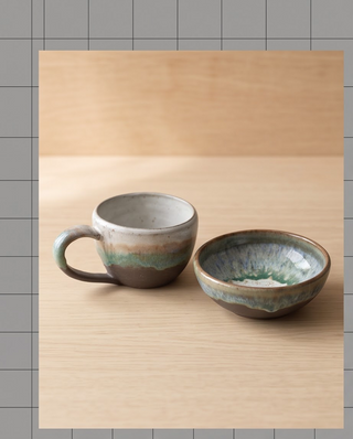 Handgefertigtes Keramik-Set Tasse und Frühstücksschale von Gezis, Ansicht 5