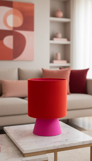 Handgefertigte Tischleuchte "Orange/Pink"