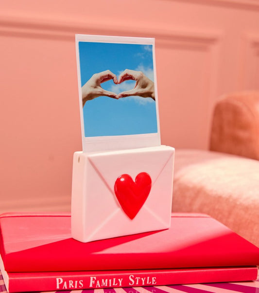 Fotohalter Herz – Keramik Fotoständer mit Liebesbotschaft