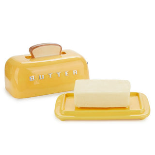 Butterdose  im gelben Retro-Toaster-Design