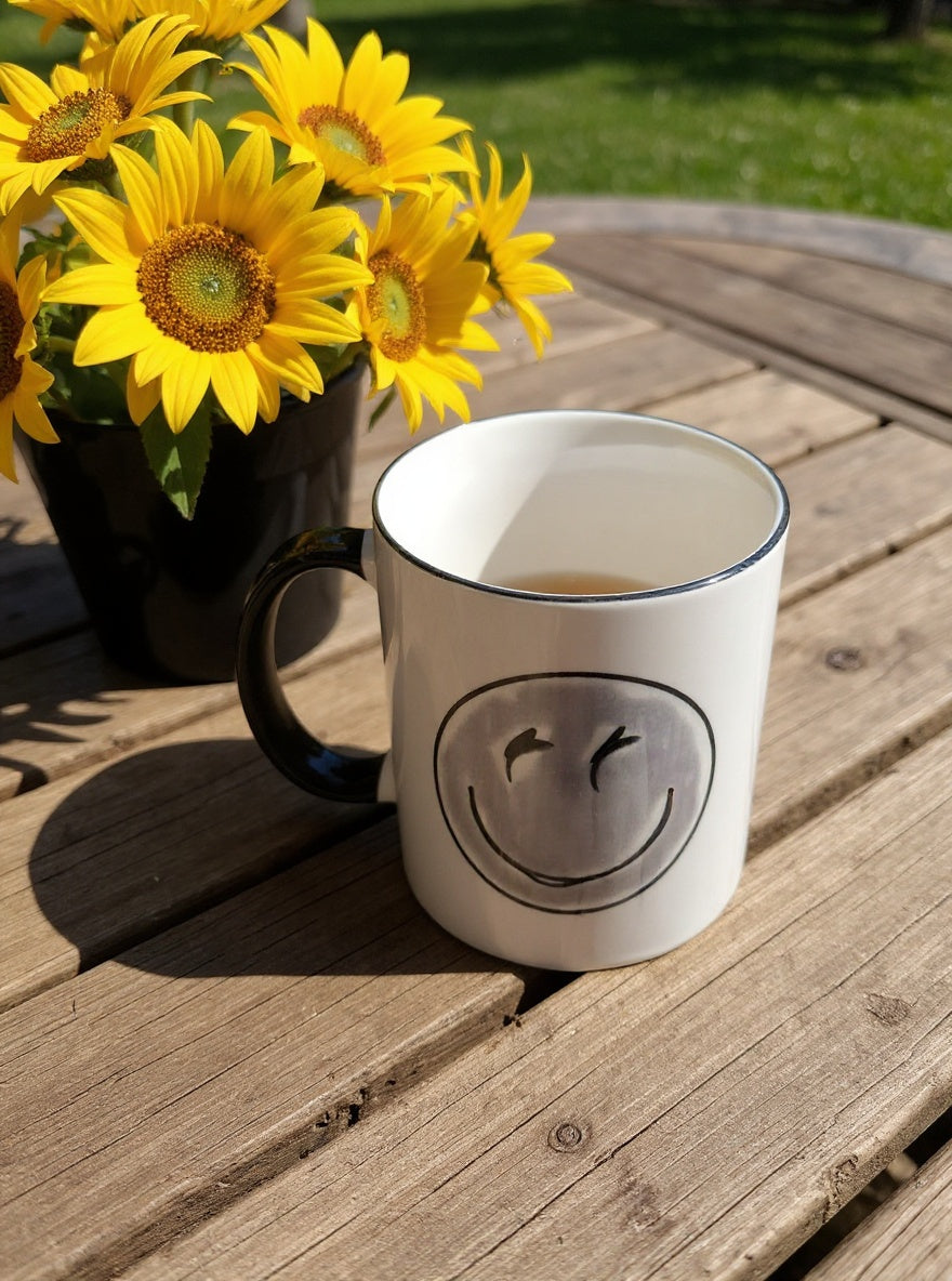 Smiley Tasse - Lustige Gute-Laune Kaffeetasse aus Keramik