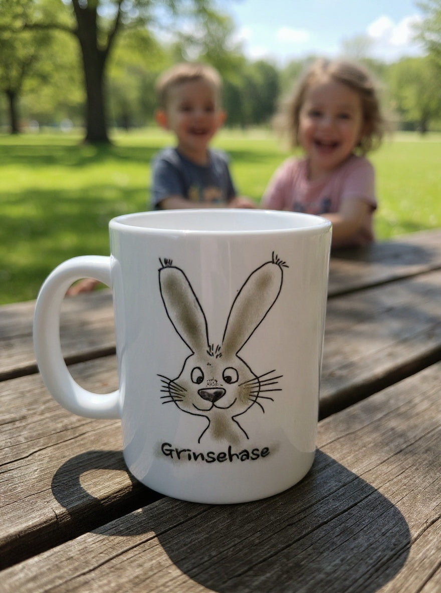 süße Hasen Tasse "Grinsehase"