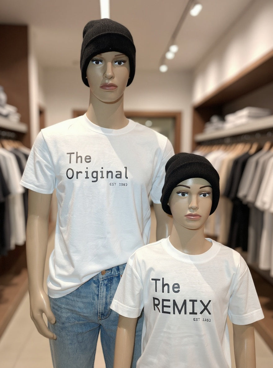Vater-Sohn T-Shirt "The Original & Remix" mit Geburtsjahr
