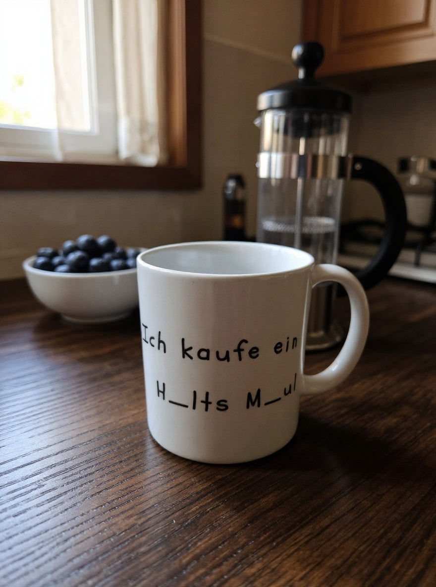 Lustige Kaffeetasse "Ich kaufe ein A"