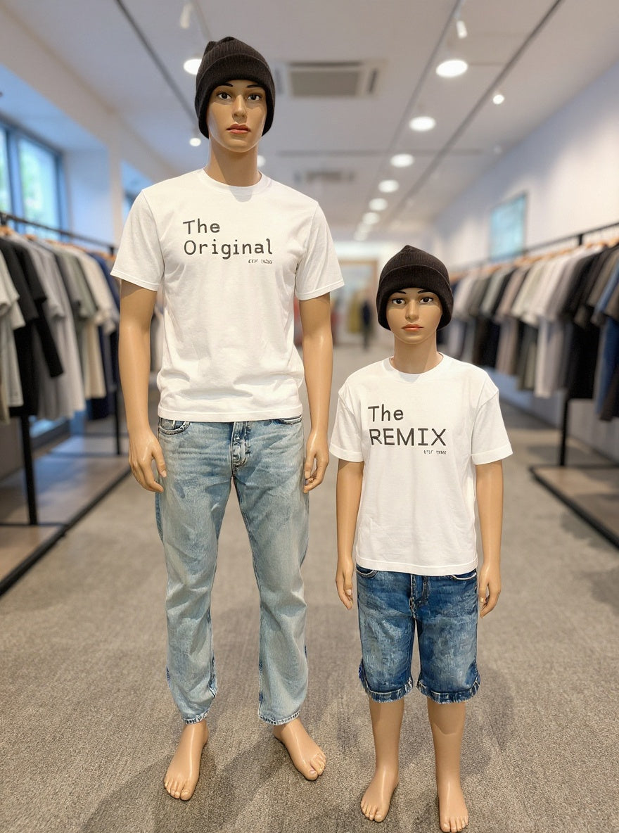 Vater-Sohn T-Shirt "The Original & Remix" mit Geburtsjahr