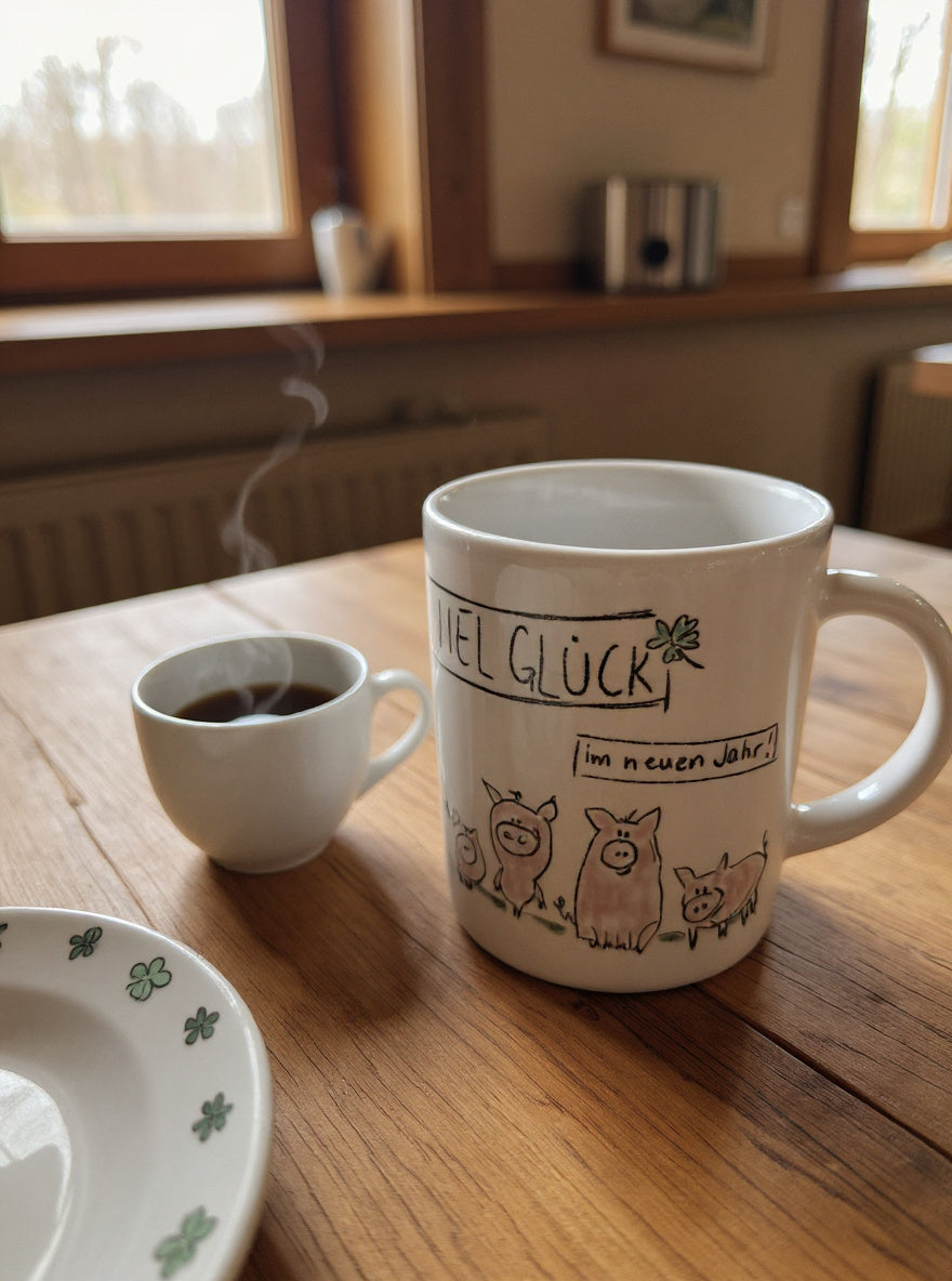 Keramiktasse "kleine Glücksschweinchen" (Silvesteredition)