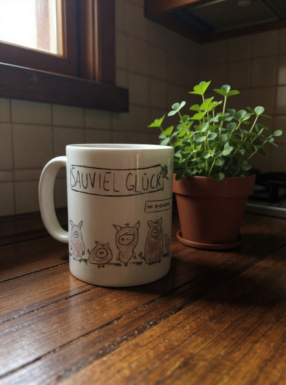 Keramiktasse "kleine Glücksschweinchen" (Silvesteredition)