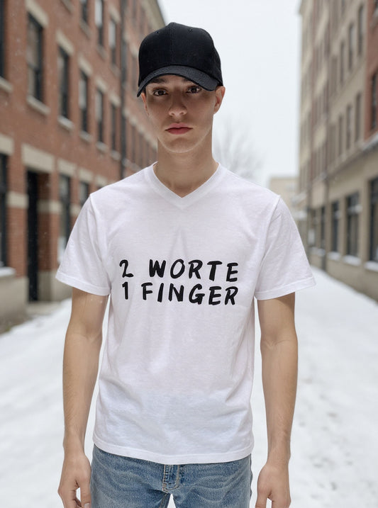 Männer T-Shirt „2 Worte 1 Finger“