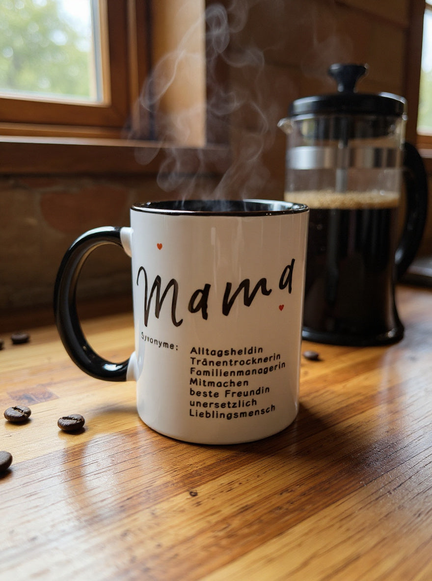 Mama Keramiktasse - Liebevolles Geschenk für Mütter mit elegantem Design Vorderansicht
