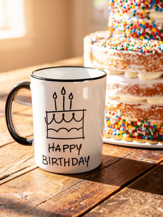 Happy Birthday Tasse mit Torte