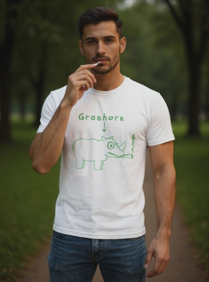 Grashorn Shirt Herren - Lustiges Nashorn T-Shirt mit Weed Design